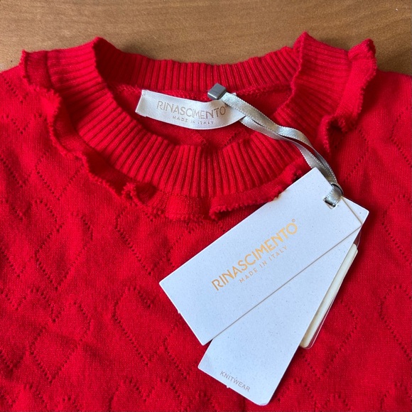 Nwt Rinascimento Puff Shoulder Heart Sweater Red - Picture 9 of 9